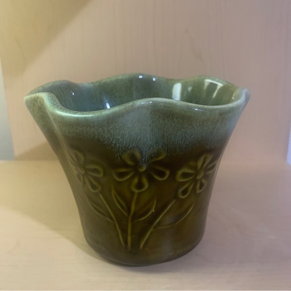 Unique Pair of Glazed Earthy Ceramic Planters - Vintage Tri-Footed Planters - Picture 9 of 14